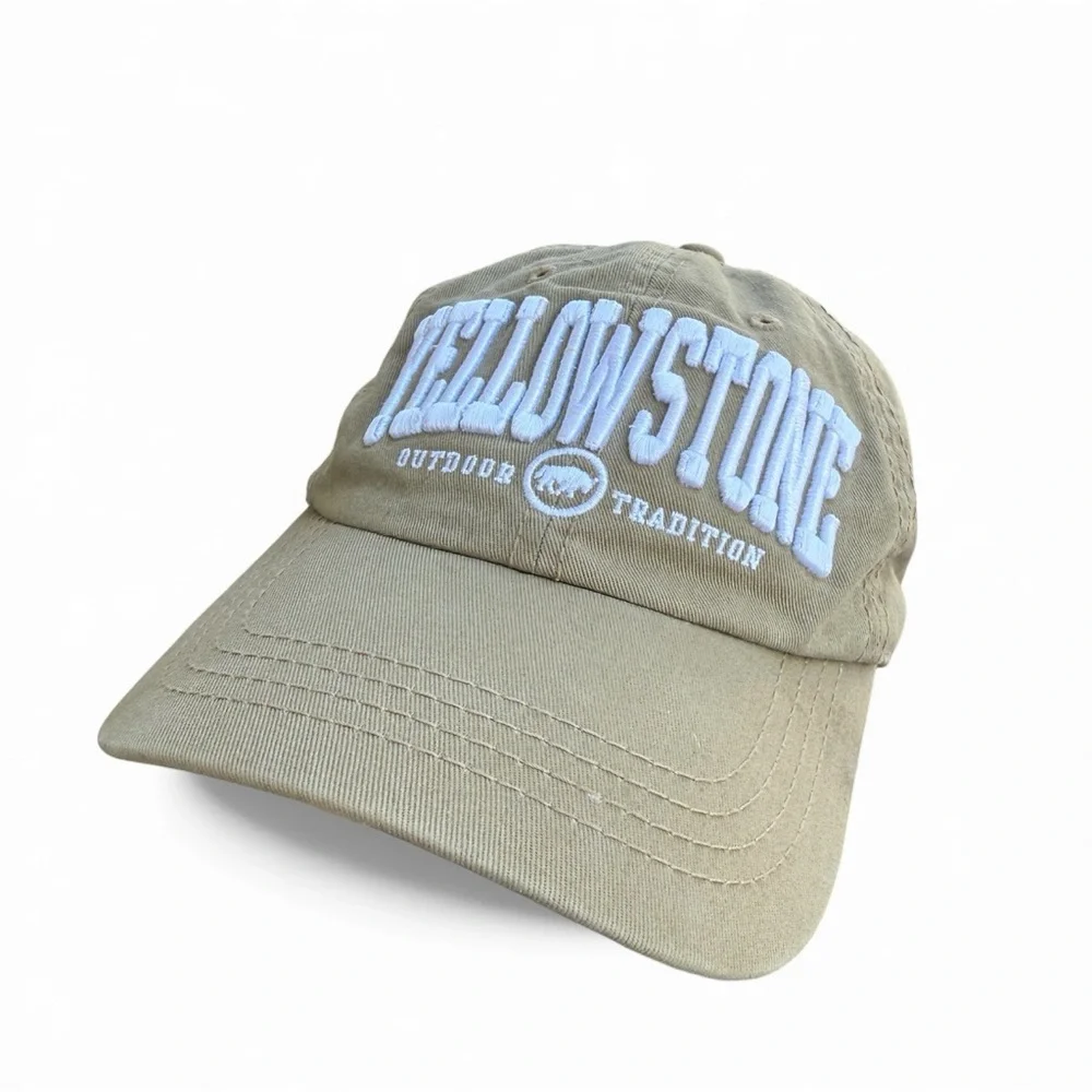 Yellowstone National Park Strapback Dad Hat Khaki Embroidered Bison